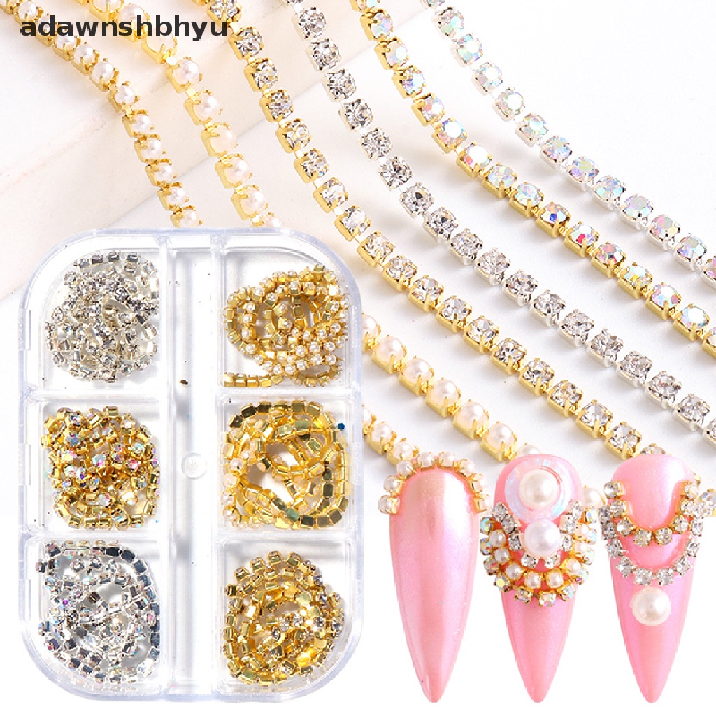 Phụ Kiện Dây Xích Đính Đá 3D Lấp Lánh Trang Trí Móng Tay DIY