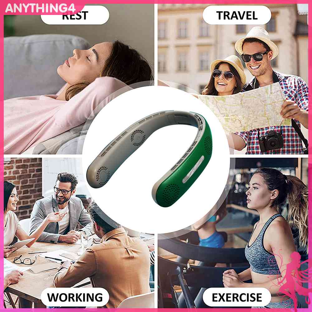 ✥Bất Kỳ Thứ Gì44✥Quạt Làm Mát Đeo Cổ Không Cánh 3 Tốc Độ Loại C 2400mAh Sạc Cổng USB