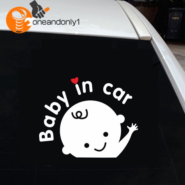 Miếng Dán Cảnh Báo Baby In Car D-1023 Họa Tiết Hoạt Hình Dễ Thương Vui Nhộn Trang Trí Xe Hơi