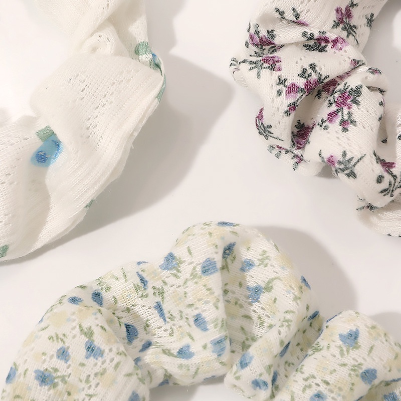 Dây Cột Tóc Chiffon Bản Lớn In Họa Tiết Hoa Ngọt Ngào Thời Trang Xuân Hè Cho Nữ