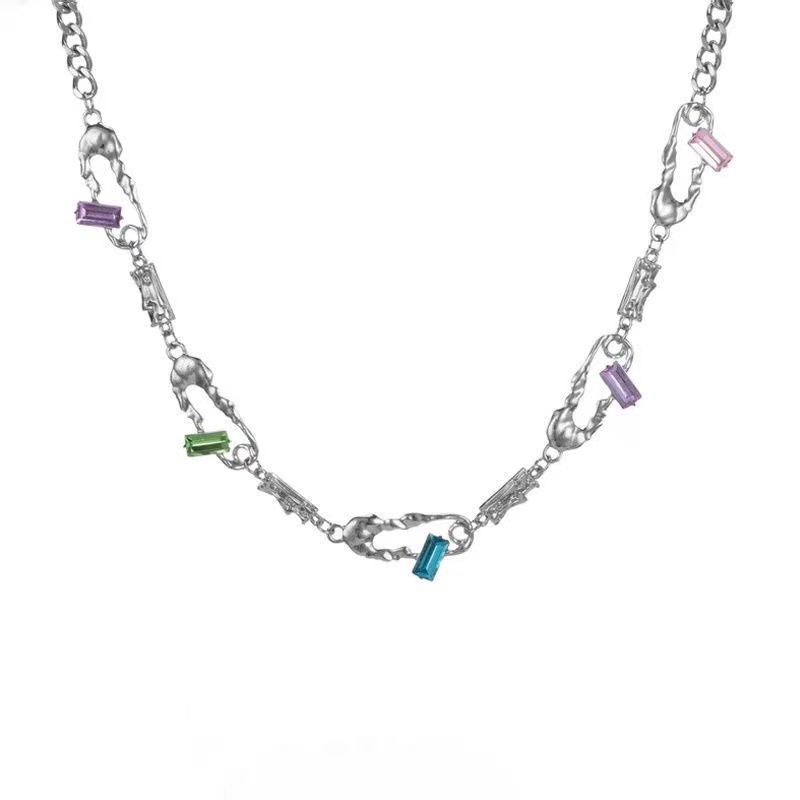 Vòng cổ Hợp Kim Mặt Hình Học Đính Đá Xinh Xắn Cho Nữ