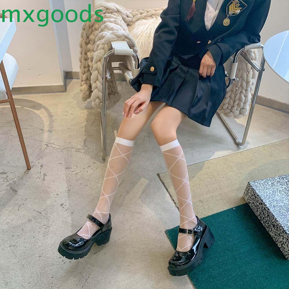 Đôi Vớ Cổ Cao Trong Suốt Phối Ren Phong Cách Lolita Hàn Quốc Dễ Thương Dành Cho Nữ