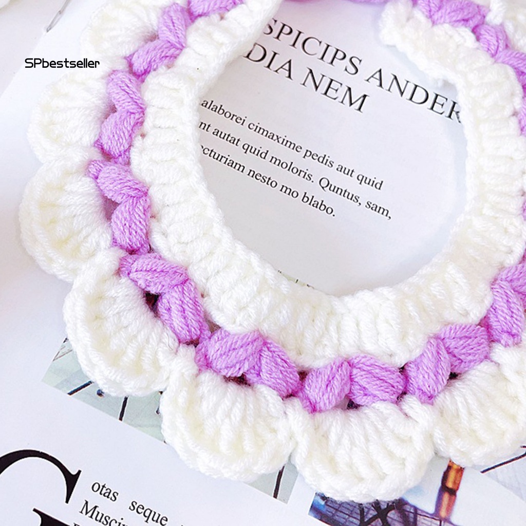 Khăn Choàng Cổ Bằng Cotton Sữa Đan Hai Màu Sắc Cho Thú Cưng