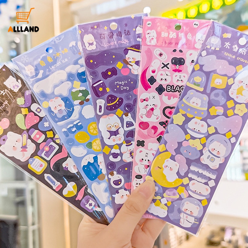 Miếng Dán Laser Họa Tiết Động Vật Hoạt Hình Dùng Trang Trí Sổ Tay / Thẻ Goo DIY