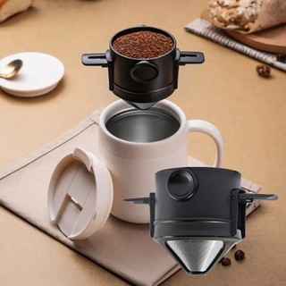 Coffee Filter Double-layer Mesh Paperless Portable Filter Drip Device Foldable keep the surface clean and dry