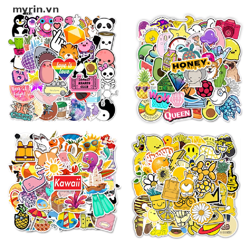 Set 50 Miếng Dán Anime Trang Trí Ván Trượt / Va Li