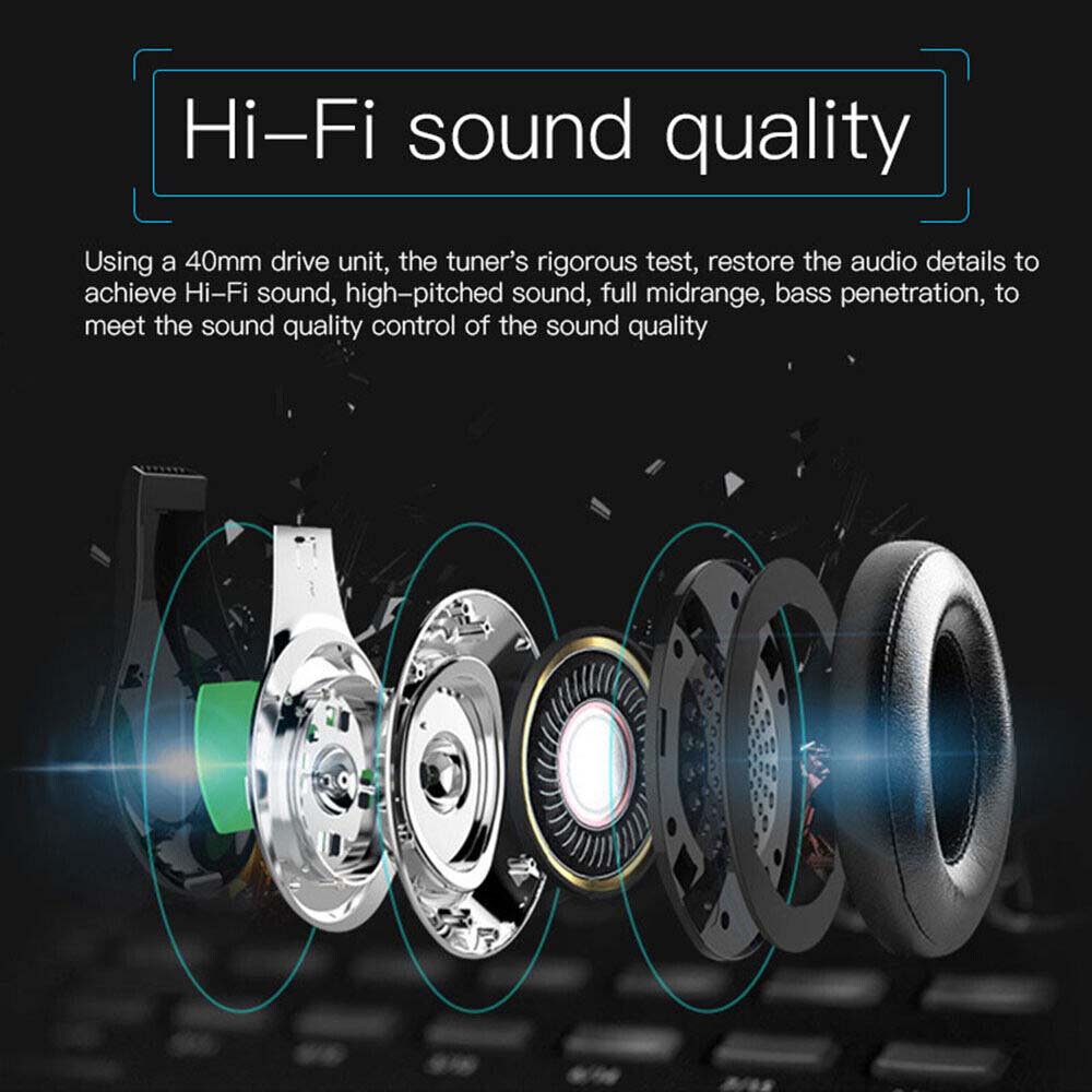 ZEALOT HiFi Stereo Bluetooth Headphone Wireless Headset AUX Micro SD Play with Microphone