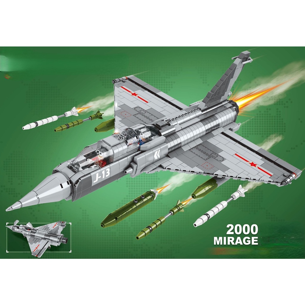 Bộ 1066 Mô Hình Máy Bay Chiến Đấu MOC WW2 Mirage 2000 Mẫu Mới