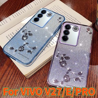 Ốp Điện Thoại TPU Mềm Siêu Mỏng Đính Kim Cương Lấp Lánh Màu Gradient Cho VIVO V27 Pro V27e
