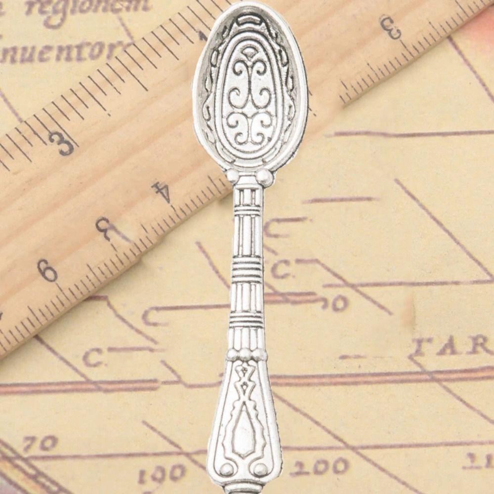 Aaron1 Muỗng Hợp Kim Mini Cổ Điển Thời Trang Thủ Công Dễ Lau Chùi Trang Sức Có Tay Cầm Họa Tiết Charms