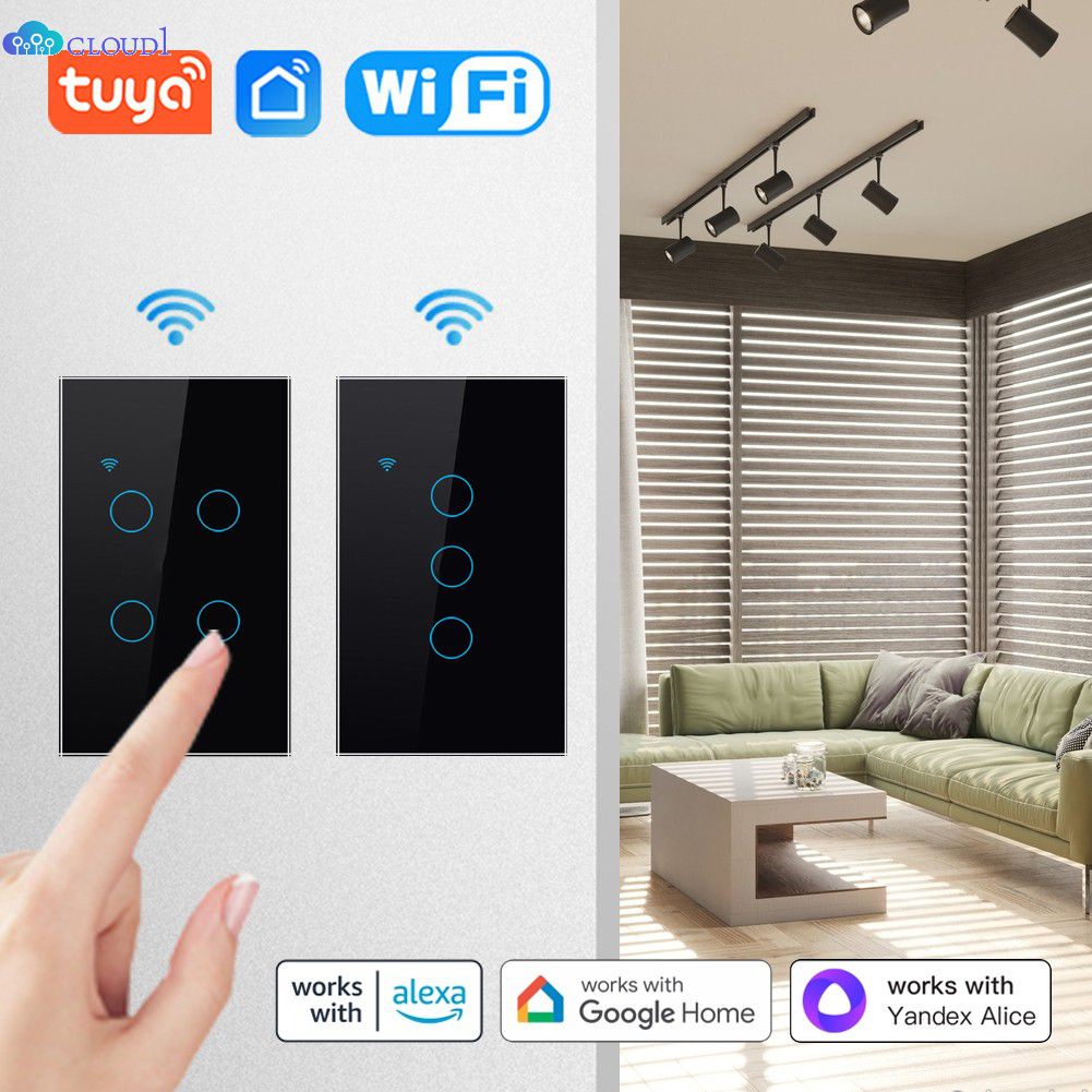 Công Tắc Cảm Ứng Thông Minh Wifi Tuya Gang 1/2/3/4 Công Tắc Gắn Tường Đèn Gia Dụng Nút Dây Trung Tính Hỗ Trợ Điều Khiển Yêu Cầu Cloud1