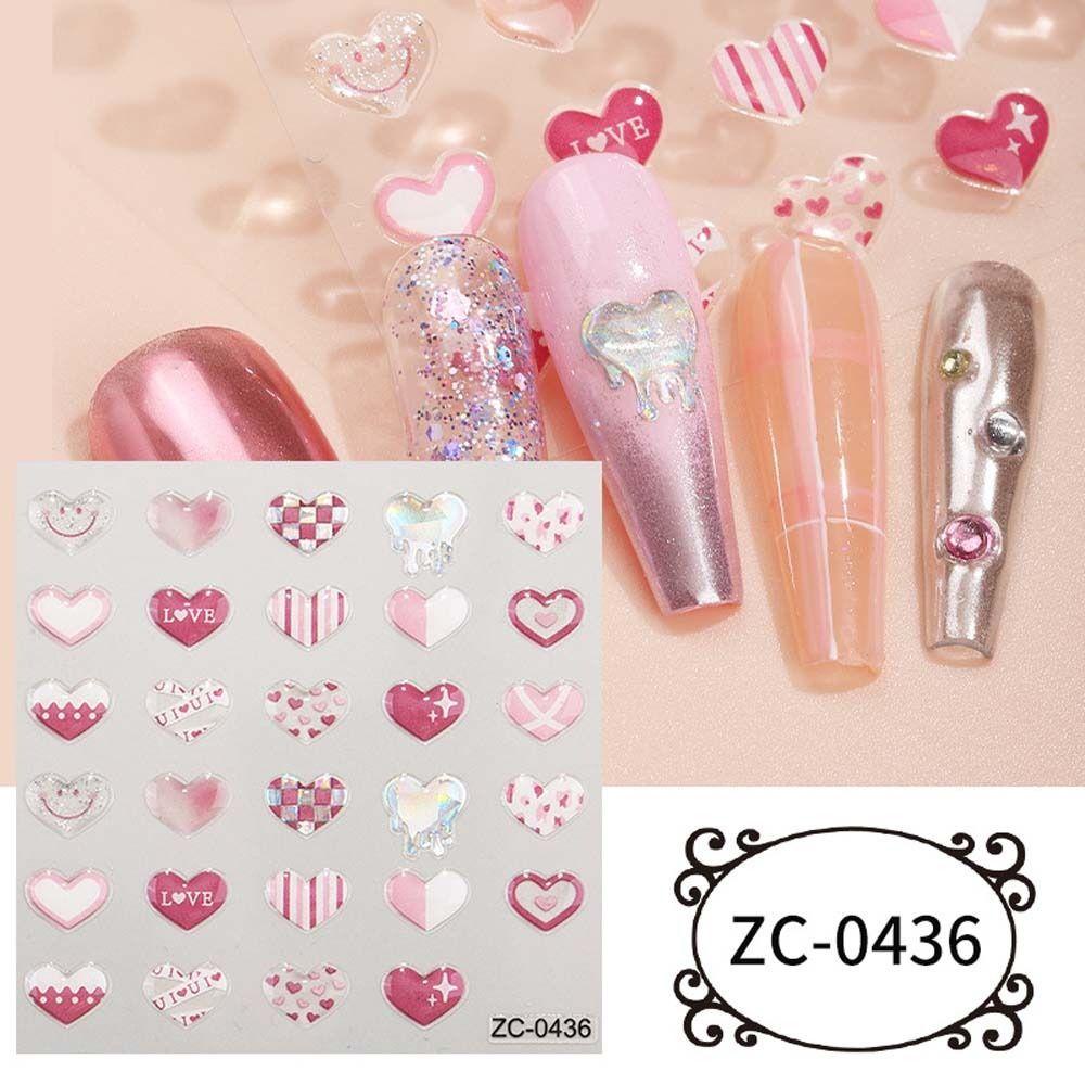 Miếng Dán Trang Trí Móng Tay Họa Tiết Hoạt Hình Thỏ / Trái Tim / Nơ Xinh Xắn