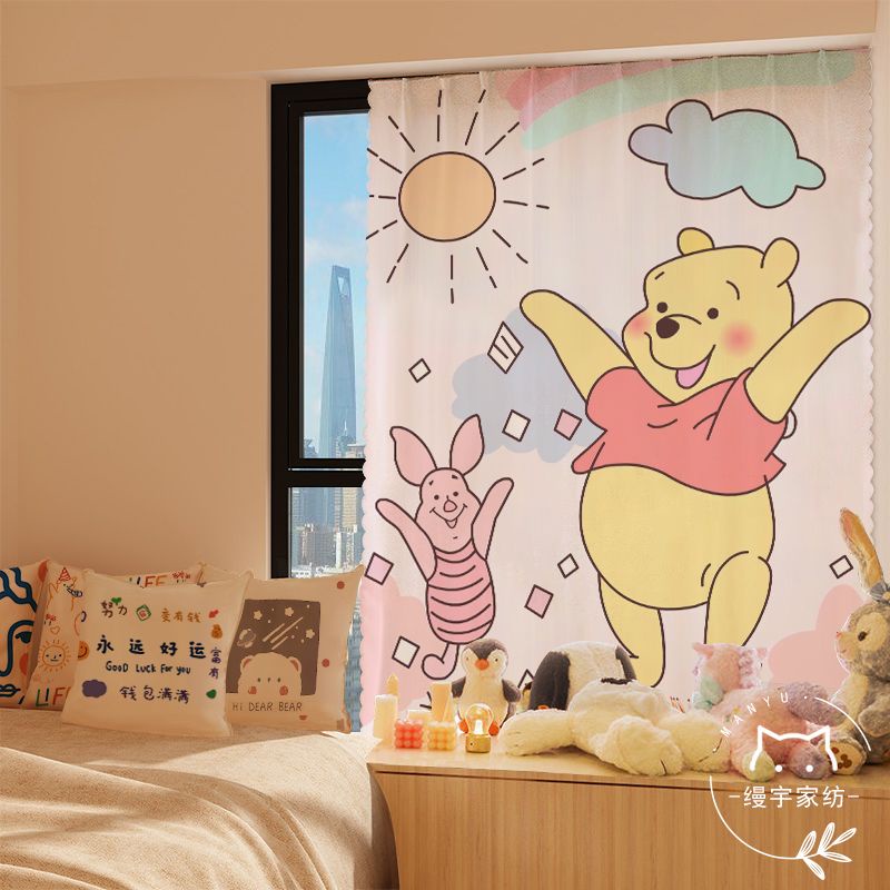 Sticker Dán Tường Tự Dính Họa Tiết Gấu Pooh Dễ Thương Bắt Mắt