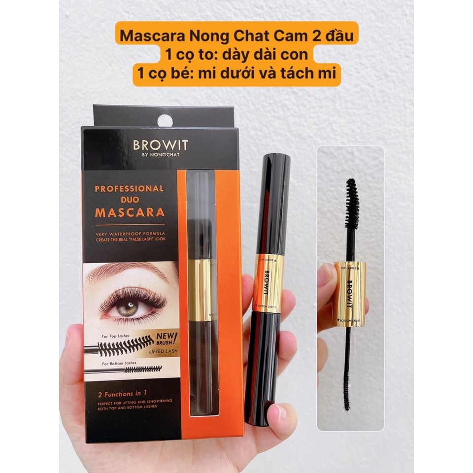 Chuốt mi mascara 2 Đầu nongchat browit thái lan lâu trôi, làm dày, dài cong mi, chuyên dụng cho makeup