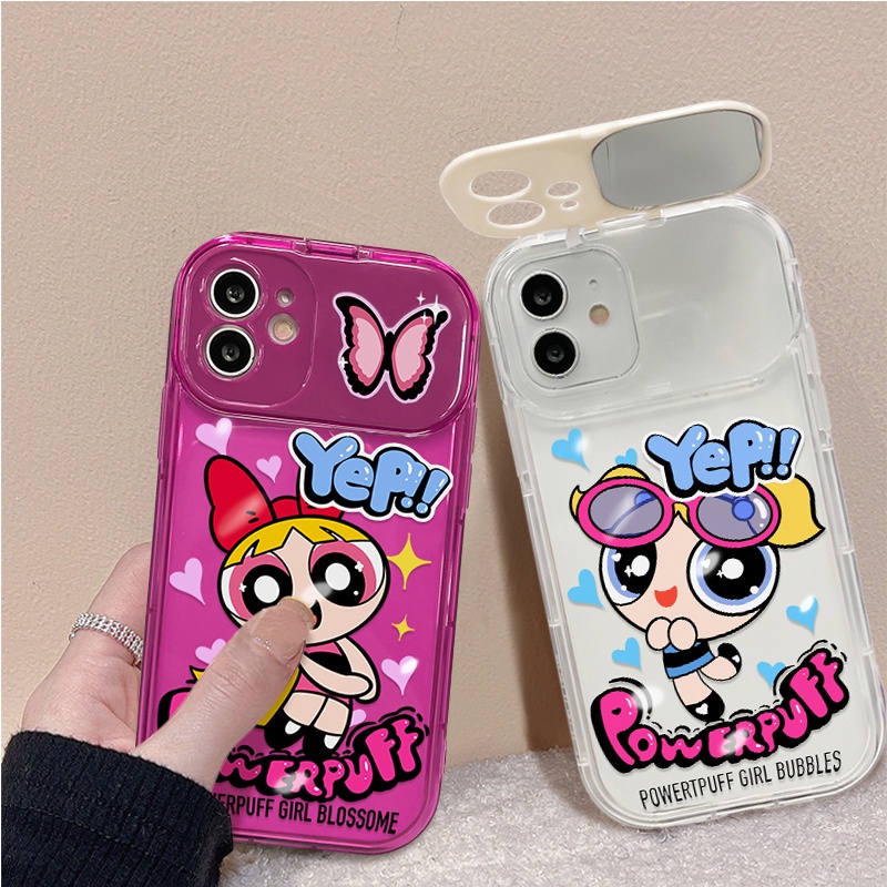 Ốp Điện Thoại Chống Sốc In Hình Cô Gái Hoạt Hình Có Gương Cho IPhone 11 Pro Max 12 Pro Max X XR XS Max 7 8 Plus 13 Pro Max 14 Pro Max