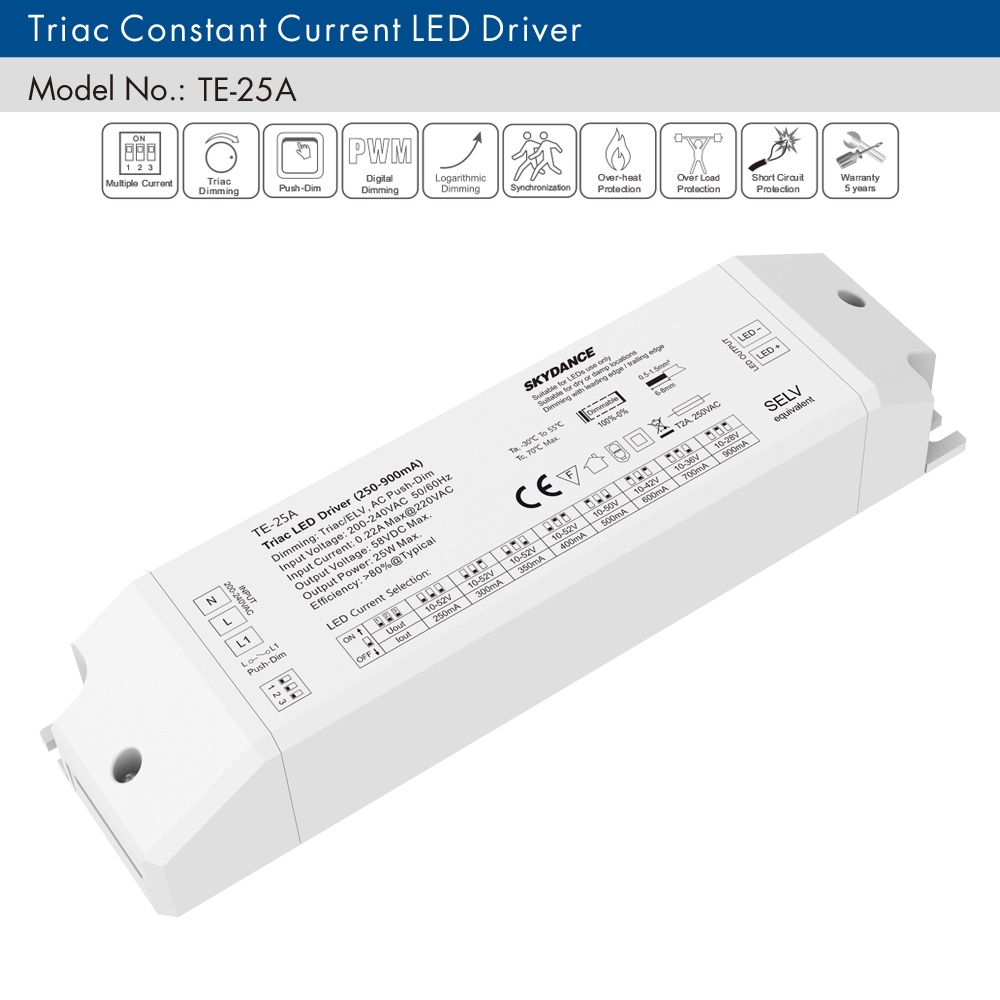 Trình Điều Khiển Điều Chỉnh Độ Sáng Đèn Led TE-15A / 25A / 36A 200-240V 15-36W 150-1200mA