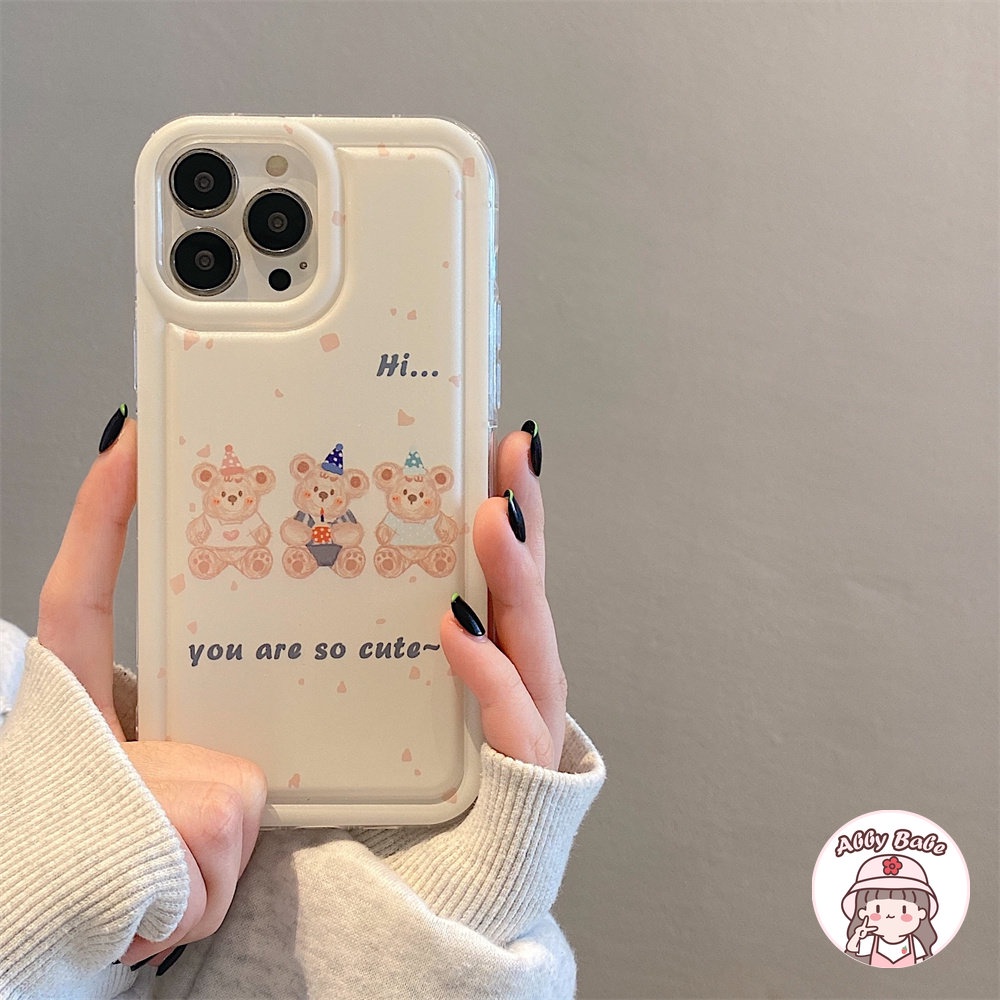 Ốp Điện Thoại TPU Dẻo Họa Tiết Hoạt Hình Chú Gấu &amp; Chữ Happy Birthday Dễ Thương Chống Bụi Cho IPhone 14 Pro Max 13 12 11 Pro Max
