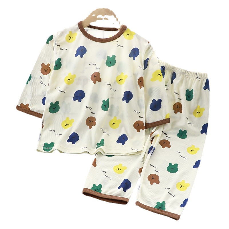 80-150cm Đồ Gia Đình Trẻ Em Mùa Hè Bé Trai Bé Gái Phong Cách Mỏng Không Xương Crop Bộ Đồ Ngủ Quần Pyjama Bộ Đồ Thường Ngày