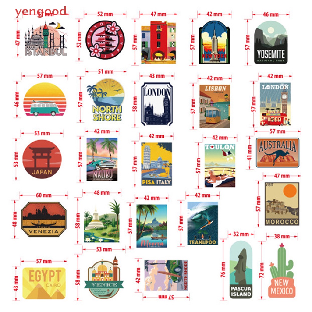 Set 50 Miếng Dán Vali Du Lịch Chống Thấm Nước Họa Tiết Hoạt Hình Graffiti Độc Đáo