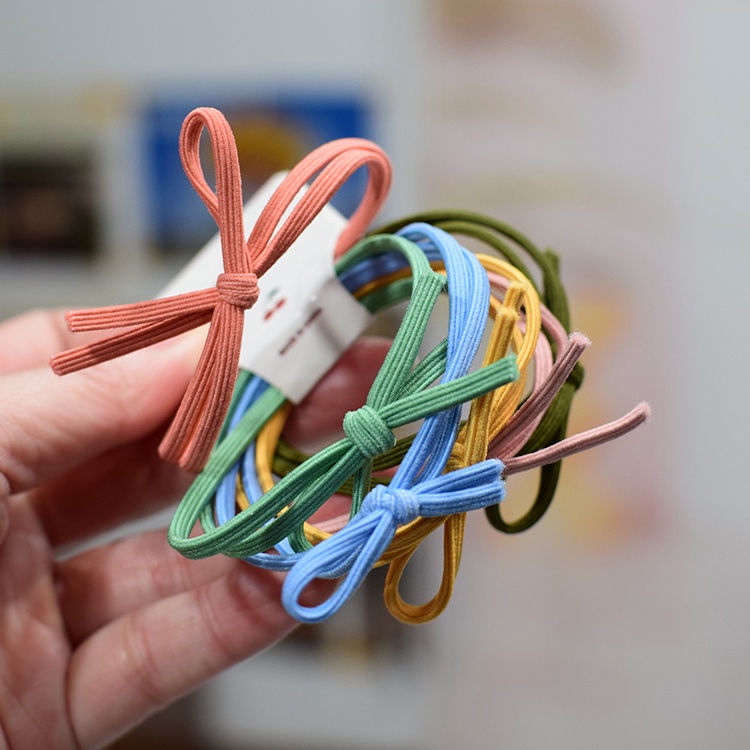 Set 3 Dây Cột Tóc Cao Su Co Giãn Đính Nơ Đơn Giản Phong Cách Hàn Quốc