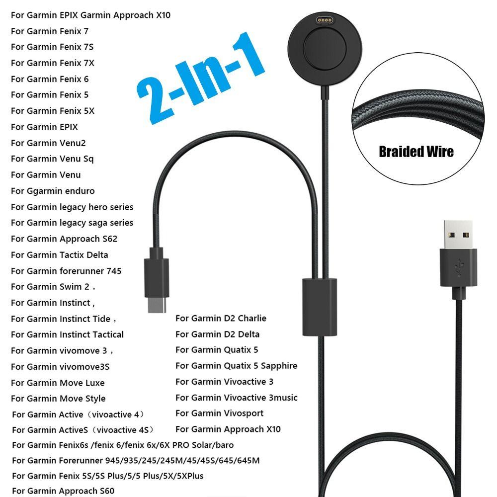 MAYSHOW Cáp Sạc PD Bằng Nylon Bện Thời Trang Cho Garmin 7 6 5 Venu 2