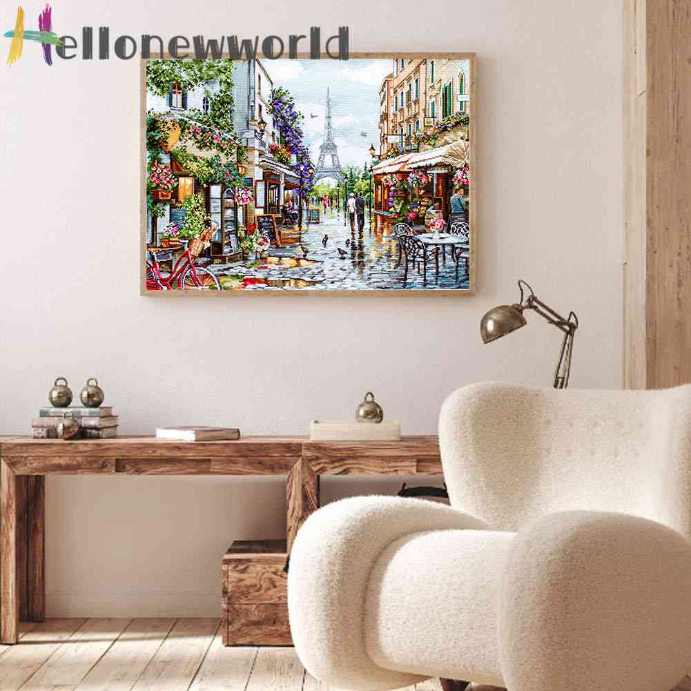 Full Embroidery 11CT Cross Stitch Stamped Paris Streets DIY Decorative Kits