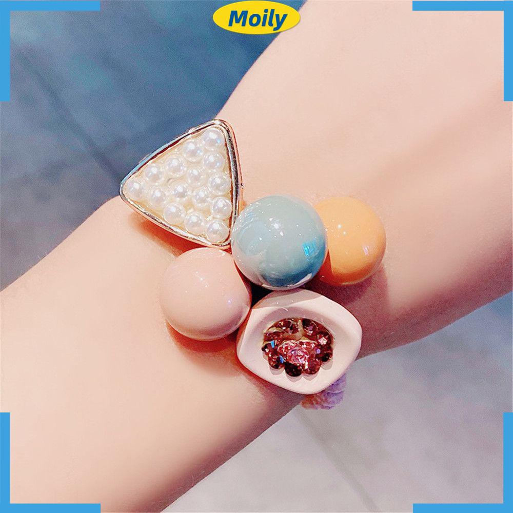 Dây buộc tóc cao su co giãn màu sắc ngọt ngào phong cách Hàn Quốc cho nữ