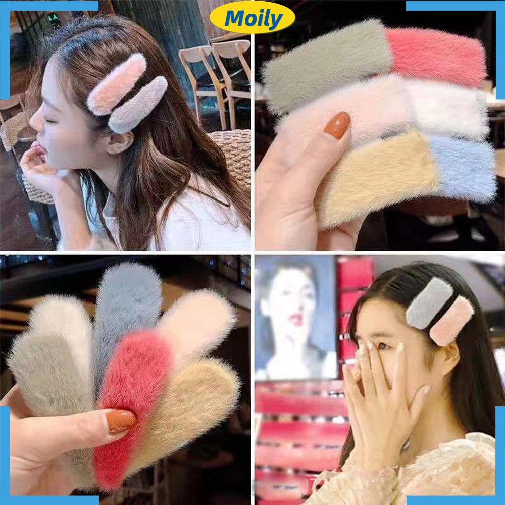 Kẹp tóc lông chồn mềm mại dễ thương cho nữ