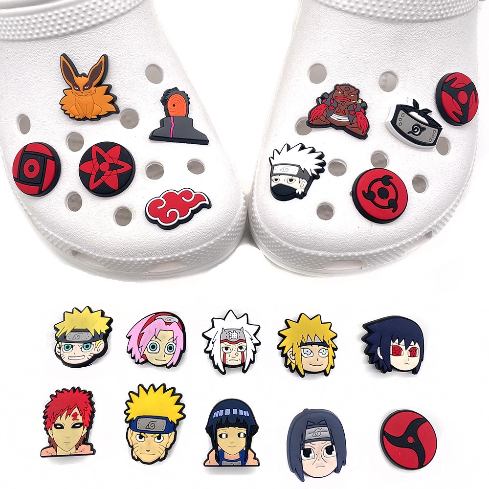 Phụ Kiện Khóa Giày Bằng Cao Su PVC Mềm Hình Hoạt Hình Naruto Writer Eye Cho Trang Trí Sân Vườn