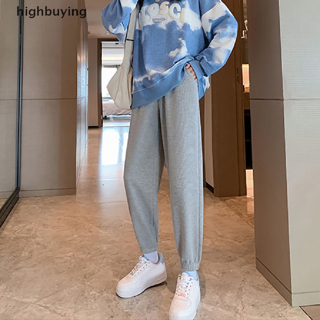 Quần Baggy Thể Thao Lưng Cao Phong Cách Harajuku Cho Nữ