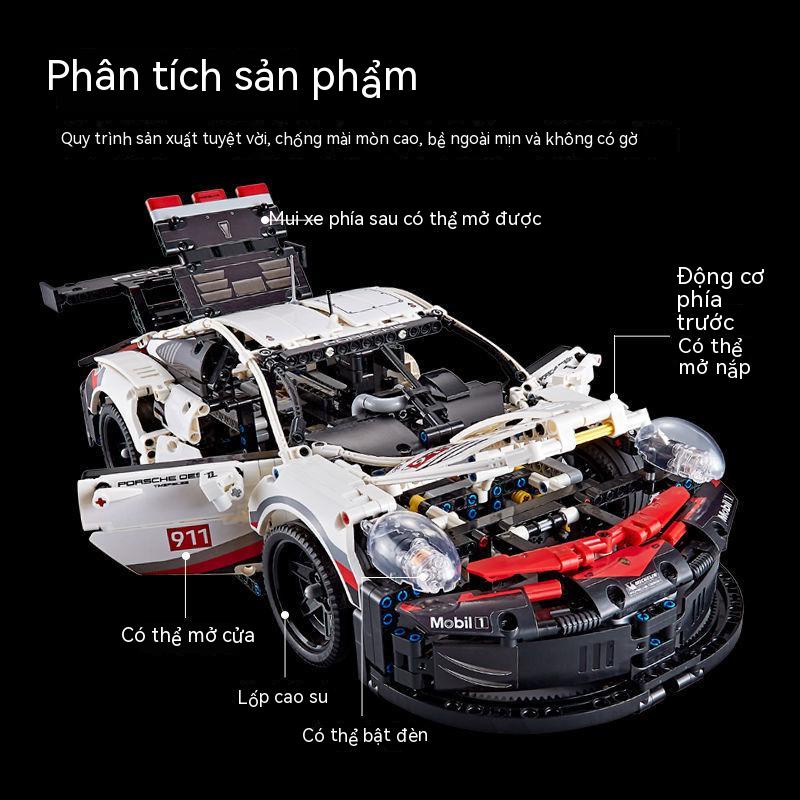 Tương thích Lego lắp ráp Porsche 911RSR mô hình xe điều khiển từ xa quà tặng bé trai khối xây dựng đồ chơi