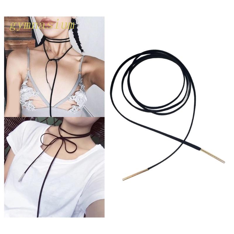 Vòng Cổ Choker Nhung Đen Dáng Dài Phối Tua Rua Thời Trang Cho Nữ
