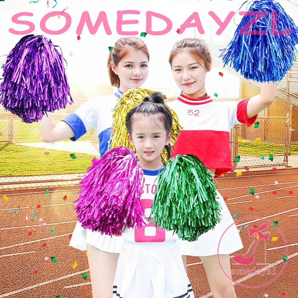 Somedayzl Bông Pompoms Tay Cầm Bằng Nhựa Kim Loại Dành Cho Tiệc Cổ Vũ Hóa Trang