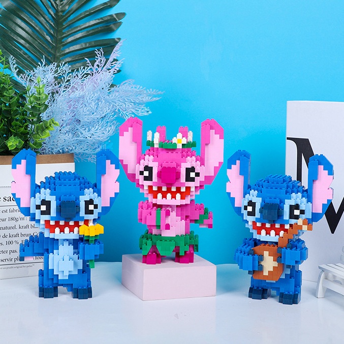 Bộ Đồ Chơi Lắp Ráp 18cm 18cm Hình Stitch Dễ Thương Cho Bé