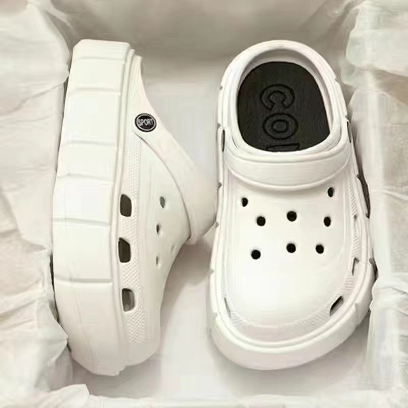 TIANLEYU Dép Cross độn đế nữ đế 4cm siêu nhẹ kèm Sticker dễ thương dép bánh mì Cross nữ hot trend 2023 13Z23032101