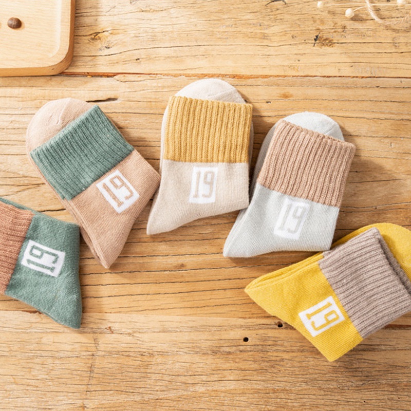 Set 5 Đôi Tất Thể Thao Chất Liệu Cotton Mềm Mại Co Giãn Hoạ Tiết Kẻ Sọc Dành Cho Bé Trai Và Bé Gái