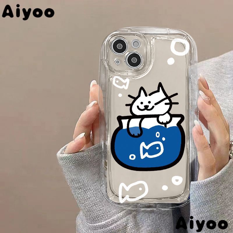 ✅Ốp Điện Thoại Mềm Trong Suốt Họa Tiết Chú Mèo / Cá Dễ Thương Cho iPhone 14promax 13 / 11 12 7 / 8plus OC81