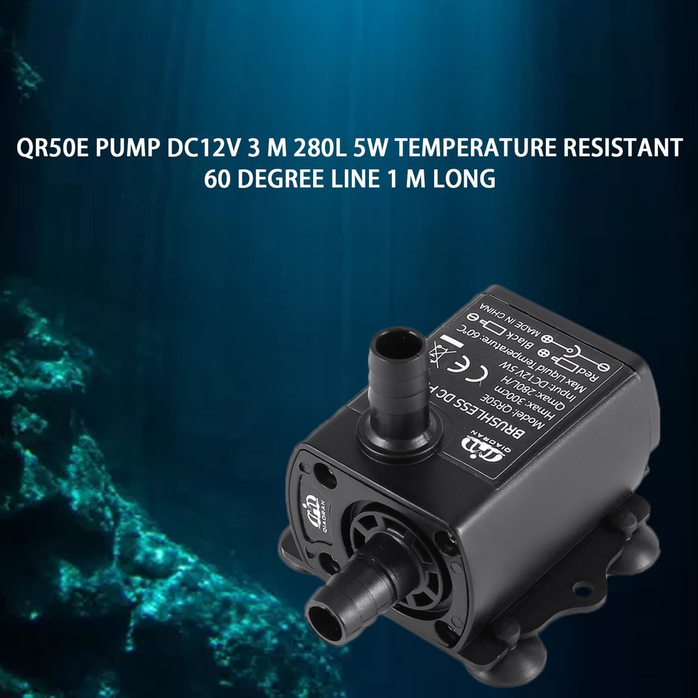 ✿vivi✿Mini Brushless DC Water Pump DC 12V 5W 280L/H Lift 300cm Submersible Fountain