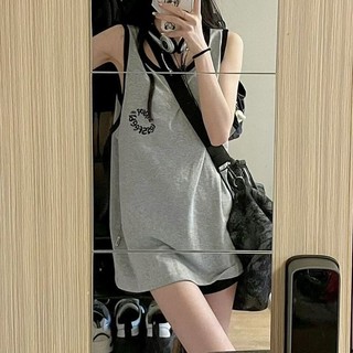 Áo thun nữ không tay dáng rộng phong cách retro thời trang mùa hè cá tính