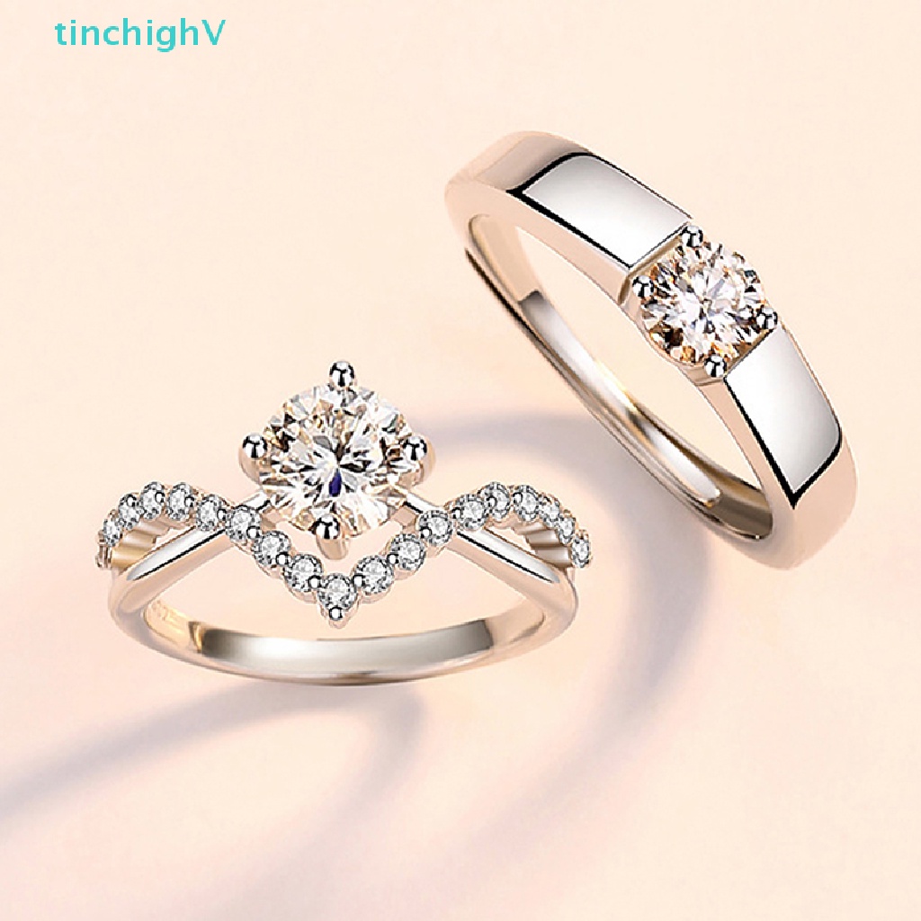 Nhẫn Đính Đá Zircon Có Thể Điều Chỉnh Kích Thước Thời Trang Dành Cho Cặp Đôi