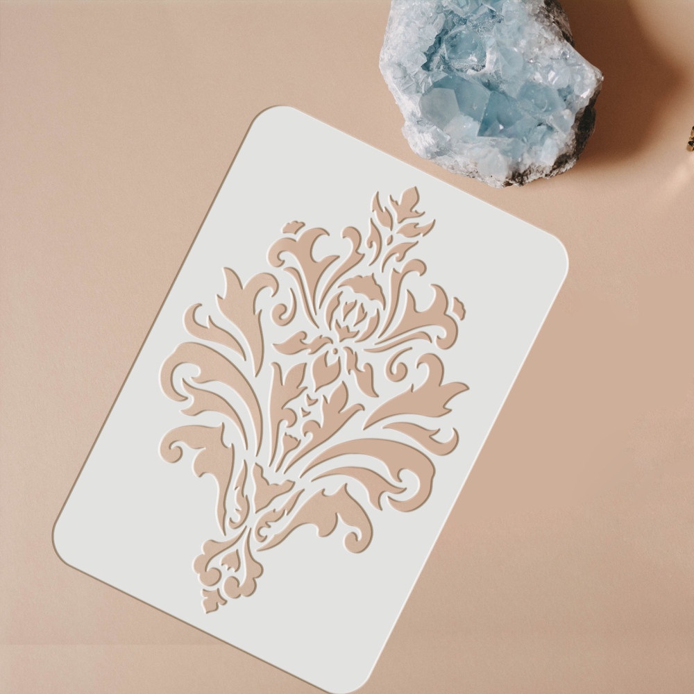 1 Tấm Khuôn Trang Trí Tường Họa Tiết Hoa 29.7x21cm Có Thể Tái Sử Dụng