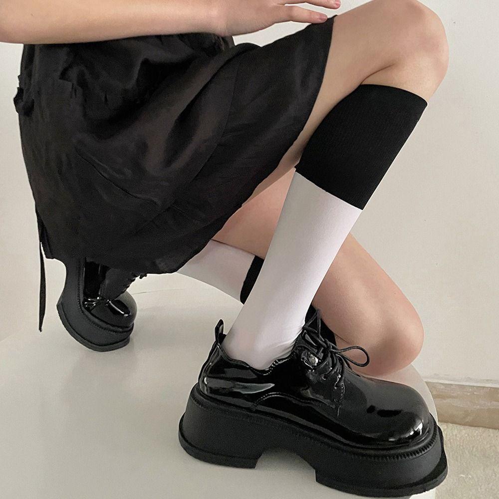 Vớ Lửng Thoáng Khí Màu Sắc Tương Phản Phong Cách Gothic Thời Trang Xuân Hè Cho Học Sinh