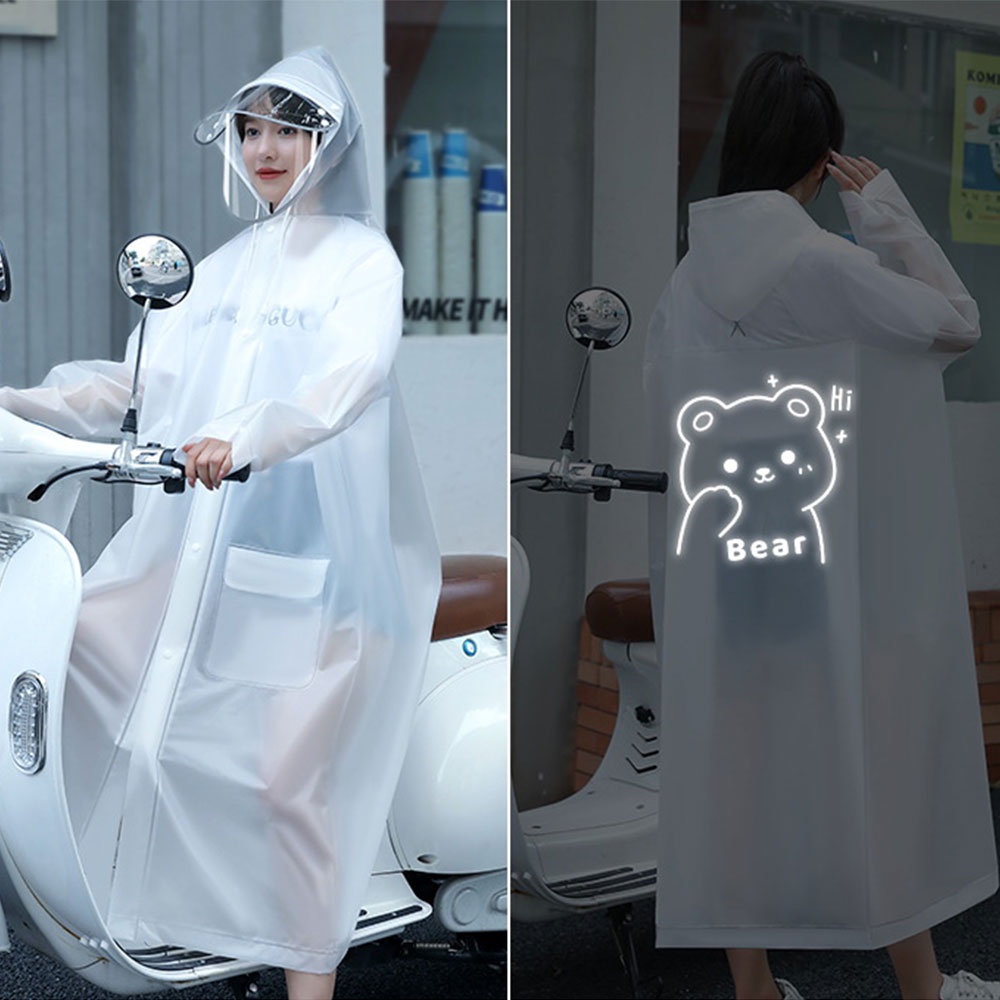 Áo Mưa Dáng Dài Che Phủ Toàn Thân Tiện Dụng Cho Nam Nữ Đi Xe Máy