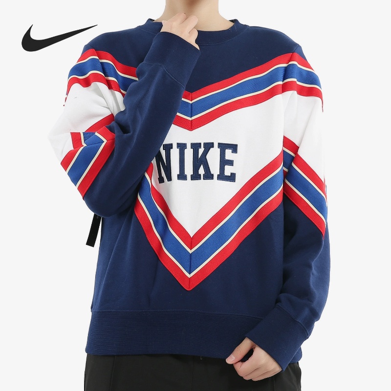 Áo Sweater nike100 Dệt Kim Dày Dặn Ấm Áp Thêu Họa Tiết Tương Phản Kiểu vintage Thời Trang Cho Nữ
