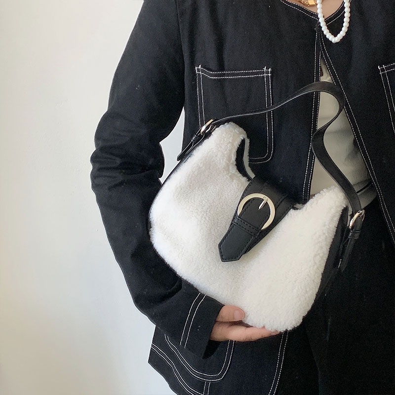AlphaZ Túi Đeo Vai Bằng Len Lông Cừu Thiết Kế Đơn Giản Dễ Phối Đồ