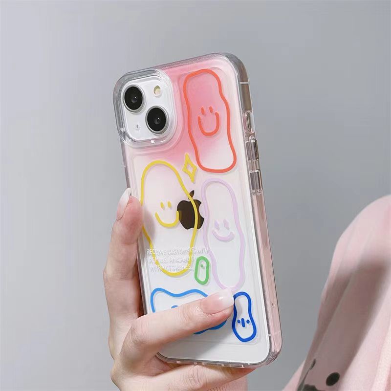 ✅Ốp Điện Thoại Mềm Họa Tiết Biểu Cảm Màu Gradient 3QW Cho iPhone 14 13promax 12 11pro xr xs 7 8plus