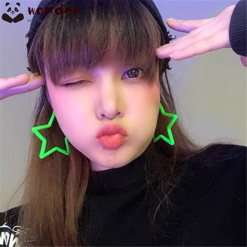 Bông Tai Hình Học Màu Dạ Quang Phong Cách Vintage Thời Trang