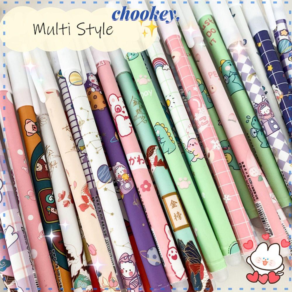 Set 12 Bút Bi Mực Xanh Ngòi 0.5mm Hình Gấu / Quả Đào / Phi Hành Gia Dễ Thương