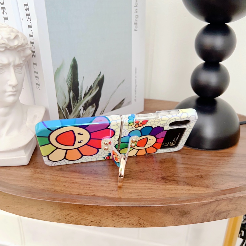 Ốp điện thoại HOCE cứng họa tiết hoa hướng dương có nhẫn đỡ cho Samsung Galaxy Z Flip 4 ZFlip3 5G