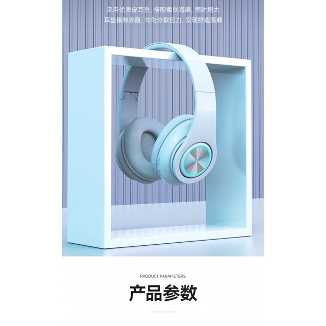 Tai Nghe Bluetooth Không Dây Phát Quang Âm Thanh Siêu Trầm Hỗ Trợ Gắn Thẻ Nhớ